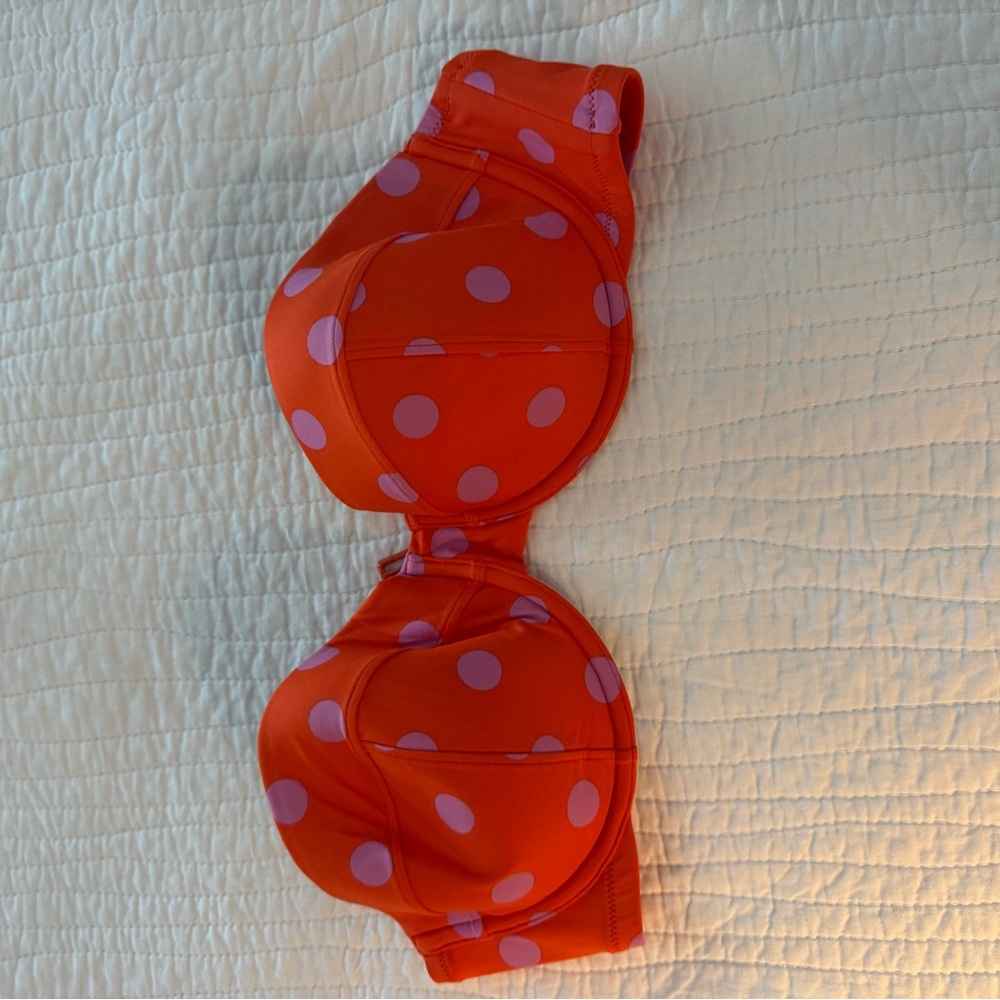 J. Crew Orange and Pink Polka Dot Bikini Top